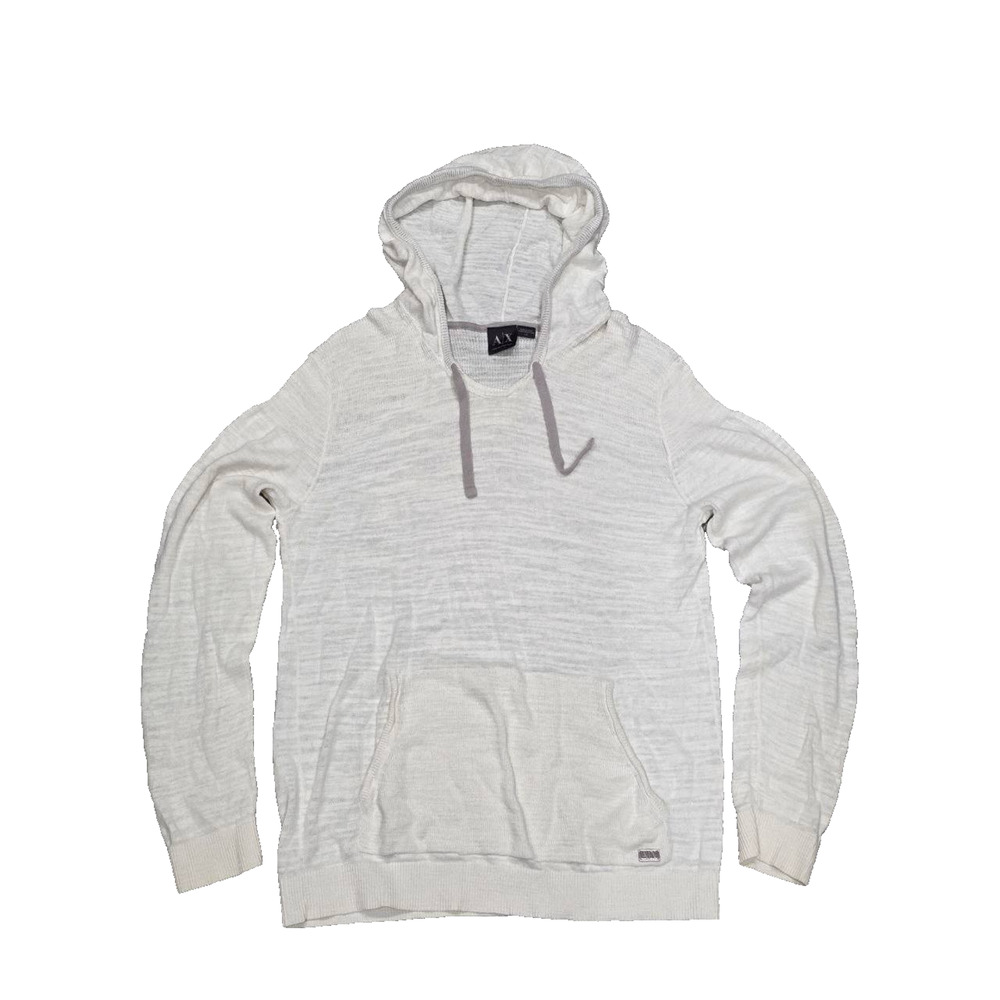 Armani Exchange Ivory Knit Cotton Pullover Hoodie Sweater Large A003194